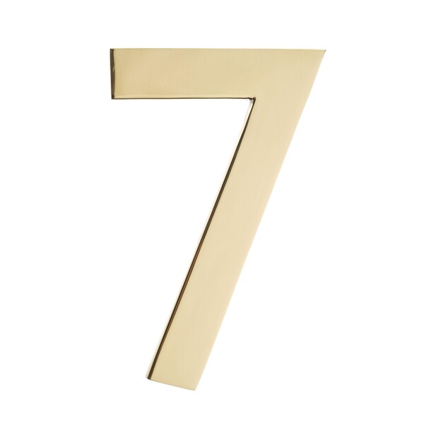 Brass 5 Inch Floating House Number Polished Brass 7
